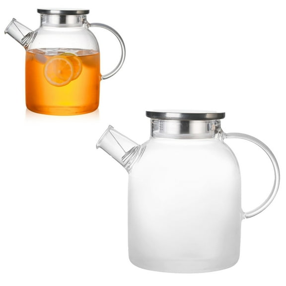 Borosilicate Glass Teapot with Lid And Removable Filter - Stovetop And Microwave Safe Tea Kettle for Loose Leaf And Fruit Tea - Heatproof Glass Design, 1 Quart Capacity - , 1X Glass Teapot Kettle