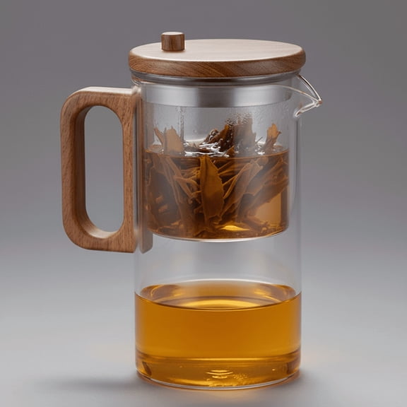 Borosilicate Glass Teapot with Infuser, Walnut Lid & Handle, 21 Oz