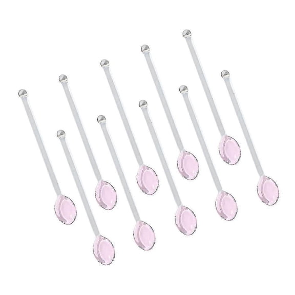 Borosilicate Glass Teaspoons - 10 Pack Dishwasher Safe Heat-Resistant Long Handle Stirring Spoons for Coffee, Tea, Ice CreamPink