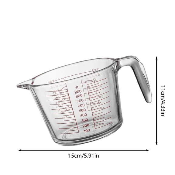 Borosilicate Glass Wet And Dry Measuring Cup With Oversized Measurements, Clear,Glass Measuring Cup For Baking And Cooking, Kitchen Essentials Tools