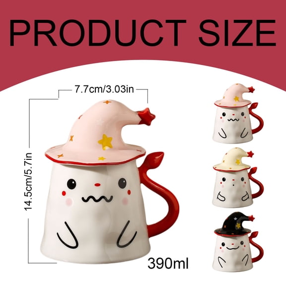 Borosilicate High-Capacity Halloween Mug with Lid Style A, Multipurpose Hot Drink Cup