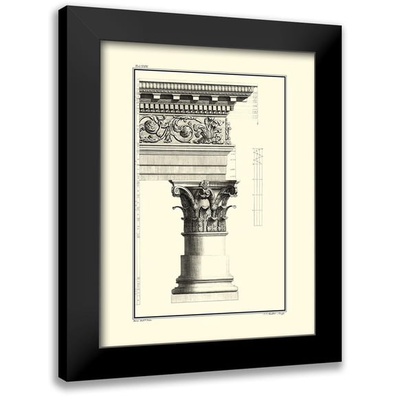 Borra, Giovanni 12x14 Black Modern Framed Museum Art Print Titled - B and W Column and Cornice IV