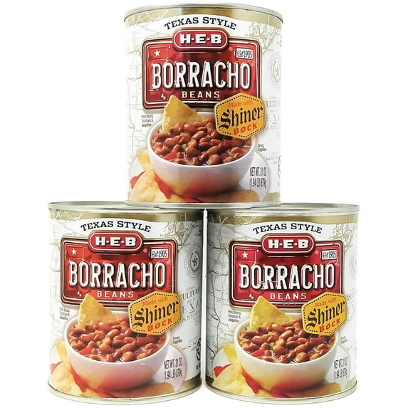 Borracho 3 Pack - Large Family 31 oz Cans (Nearly 6 Pounds Of ) - Made With Shiner Bock - Texas From - Go Texan Product
