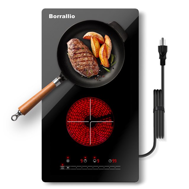 Borrallio 2 Burner Electric Cooktop 12 Inch, 110V Plugin Electric