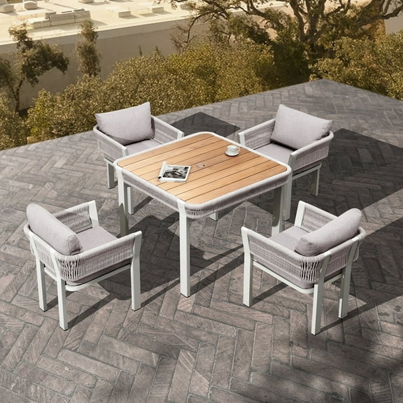 Borromeo 4 Person Teak Outdoor Patio Dining Set With Cushion