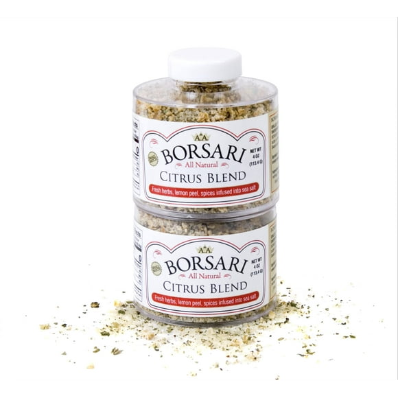 Borsari Citrus Salt Seasoning - Gourmet Seasoned Salt with Lemon, Pepper, and Herbs - Premium Citrus Seasoning Salt - All Natural Meat and Fish Seasoning Blend (Citrus 4oz, Pack of 2)