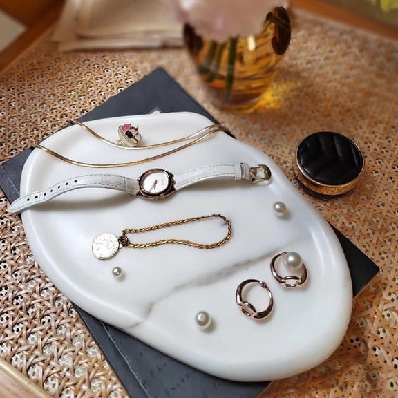 Borschely Serving Tray Art Deco Stain Resistant Marble Compartmentalized 1-Count 30 x 15 Inch