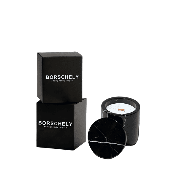 Borschely Pure Natural 100% Marble Scented Candle Textured Wrapped Cozy Comfort,10 oz