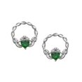 thumbnail image 1 of Boru Green Stone Claddagh Stud Earrings, 925 Sterling Silver Jewelry, 1 of 3