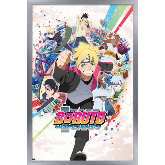 Boruto: Naruto Next Generations - Circle Wall Poster, 22.375" x 34", Framed