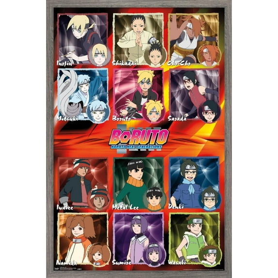 Boruto: Naruto Next Generations - Grid Wall Poster, 22.375" x 34", Framed