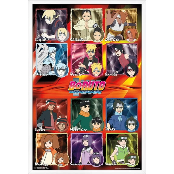 Boruto: Naruto Next Generations - Grid Wall Poster, 22.375" x 34", Framed