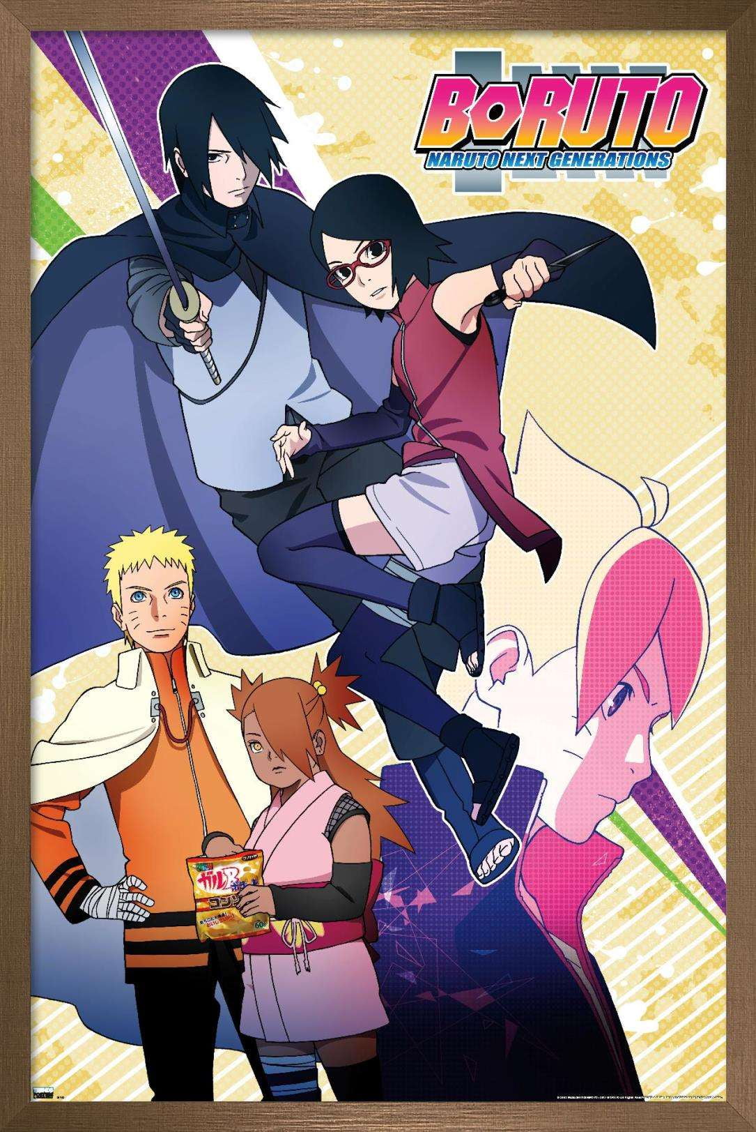 Boruto: Naruto Next Generations - Group Wall Poster with Wooden