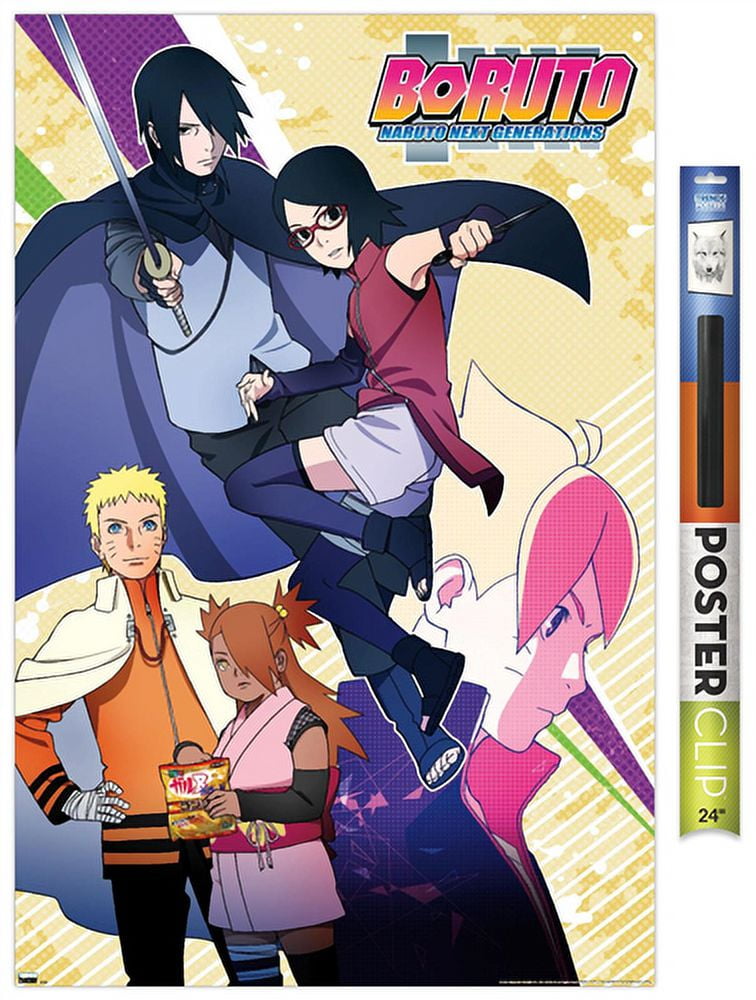 Boruto: Naruto Next Generations - Group Wall Poster with Wooden