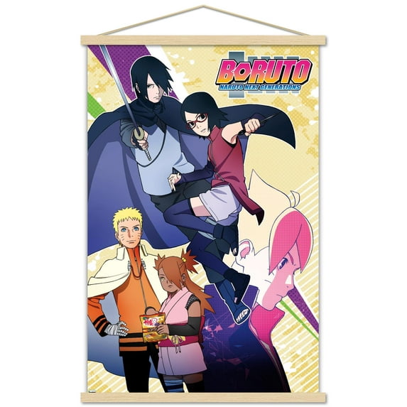 Boruto: Naruto Next Generations - Group Wall Poster with Wooden Magnetic Frame, 22.375" x 34"