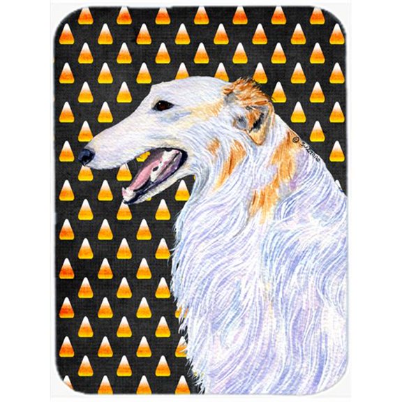 Borzoi Candy Corn Halloween Portrait Glass Cutting Board - Large