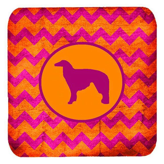 Borzoi Chevron Pink And Orange Foam Coasters, Set Of 4