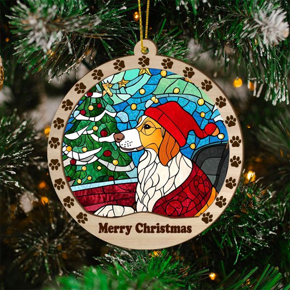 Borzoi Christmas Dog Ornament, Borzoi Dog Stained Glass, Borzoi Dog Suncatcher Gift Christmas Tree Decor, Xmas Gifts