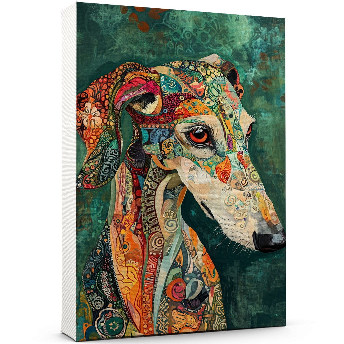 Borzoi Dog Art Print Poster 8x12in, Wall art Painting Decor, Abstract Funny Dog Canvas Wall Art ...