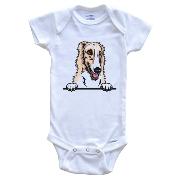 Borzoi Dog Breed Cute Baby Bodysuit, 0-3 months white