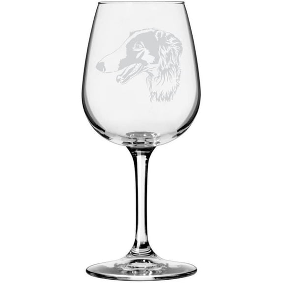 Borzoi Dog Themed Etched All Purpose 12.75oz Libbey Wine Glass