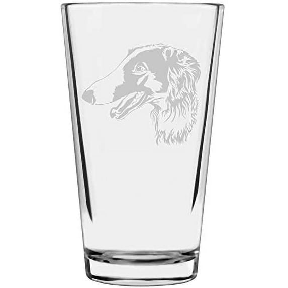Borzoi Dog Themed Etched All Purpose 16oz Libbey Pint Glass