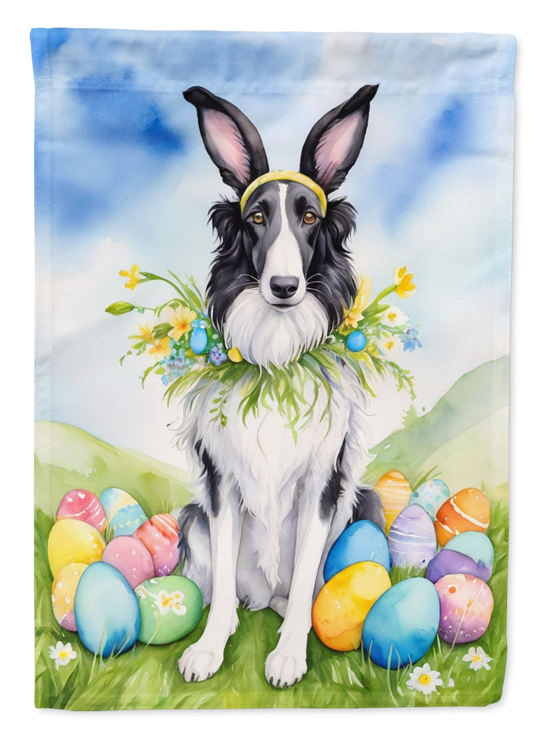 Borzoi Easter Egg Hunt Garden Flag 11.25 in x 15.5 in