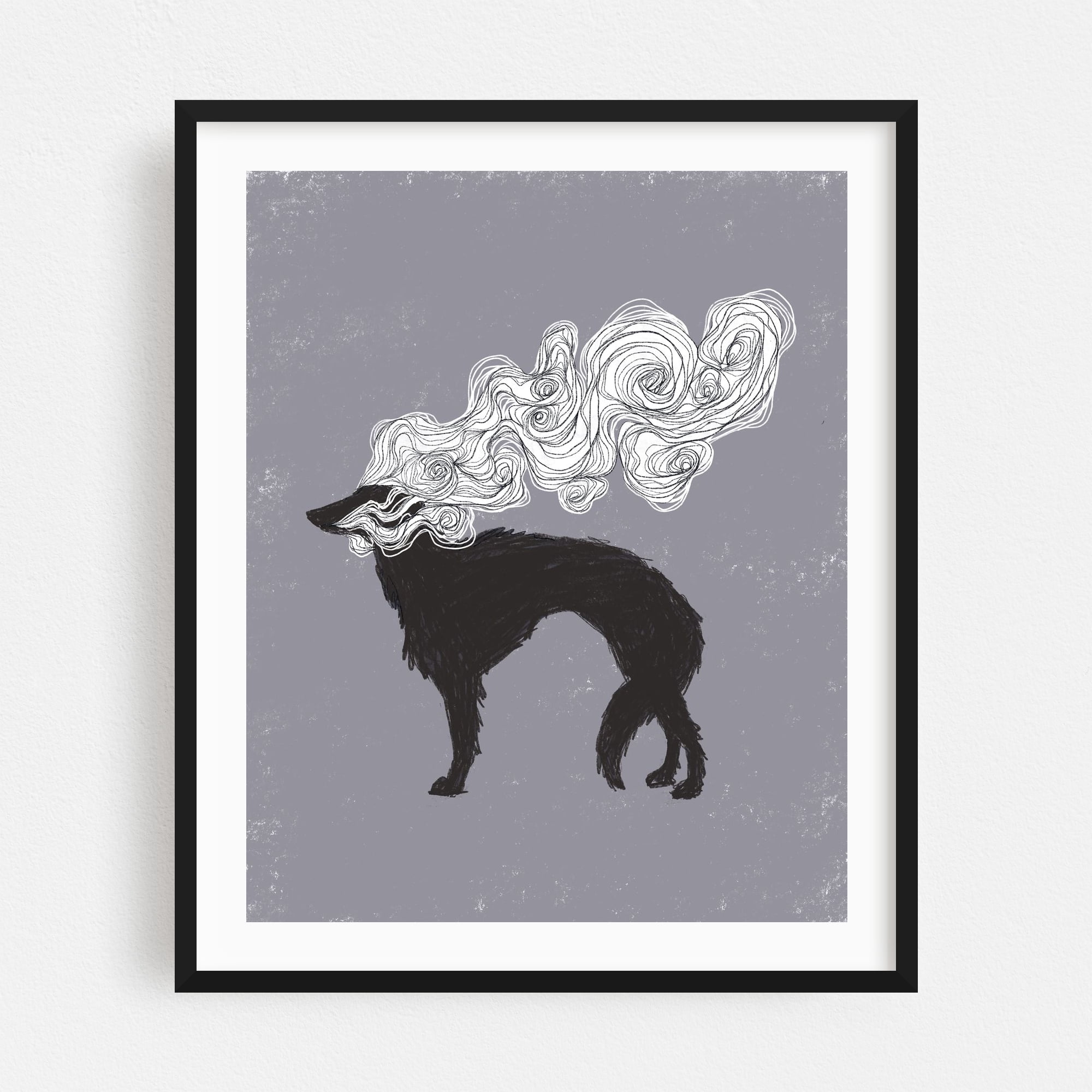 Borzoi - Illustration Surrealism Animal Mystical Dog Minimalist Sketch ...