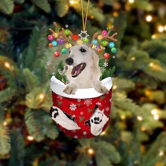 Borzoi In Snow Pocket Christmas Ornament