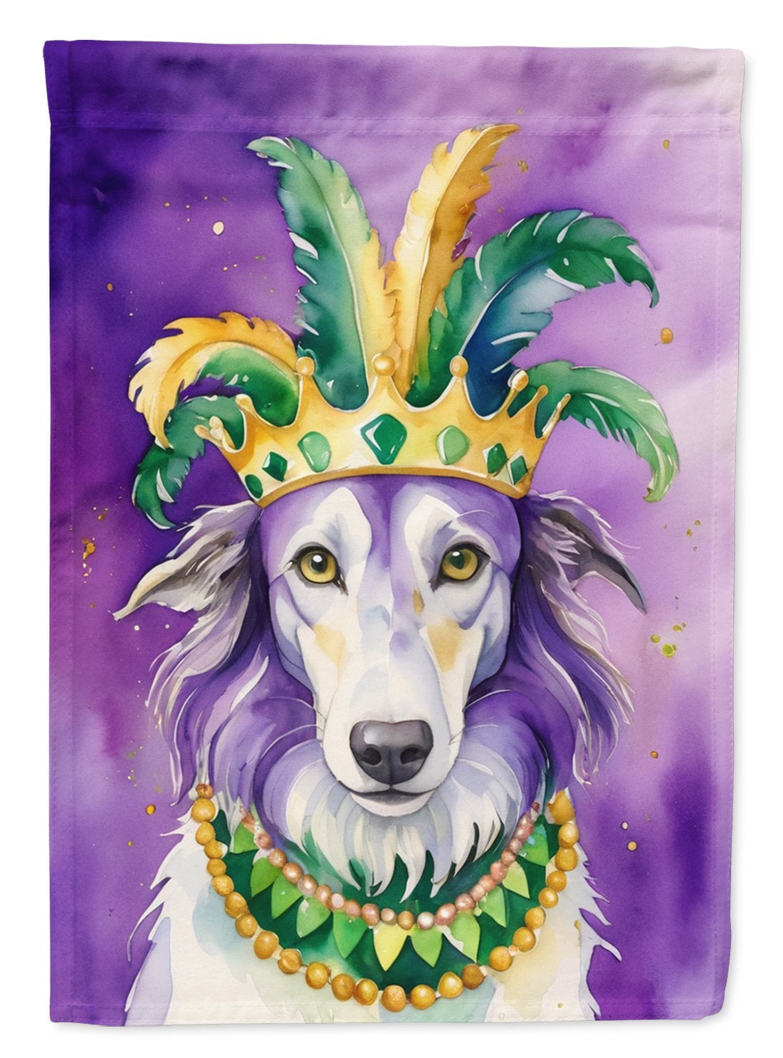 Borzoi King of Mardi Gras House Flag 28 in x 40 in
