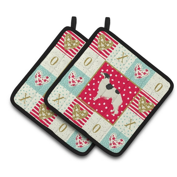 Borzoi Love Pair of Pot Holders