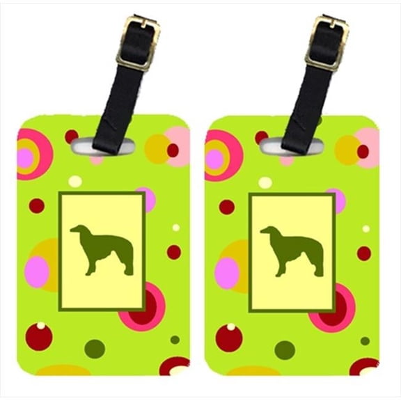 Borzoi Luggage Tag - Pair 2- 4 x 2.75 In.