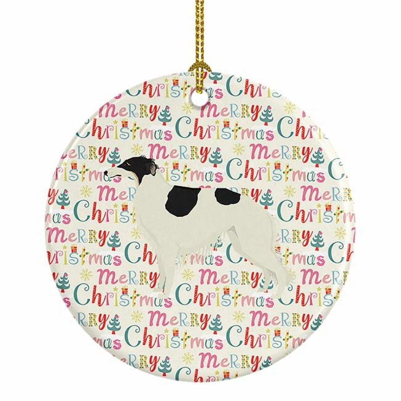 Borzoi Merry Christmas Ceramic Ornament 2.8 in x 2.8 in