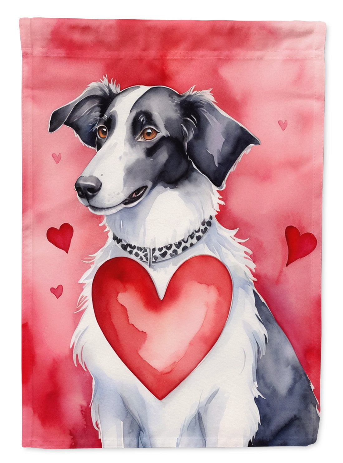 Borzoi My Valentine House Flag 28 in x 40 in