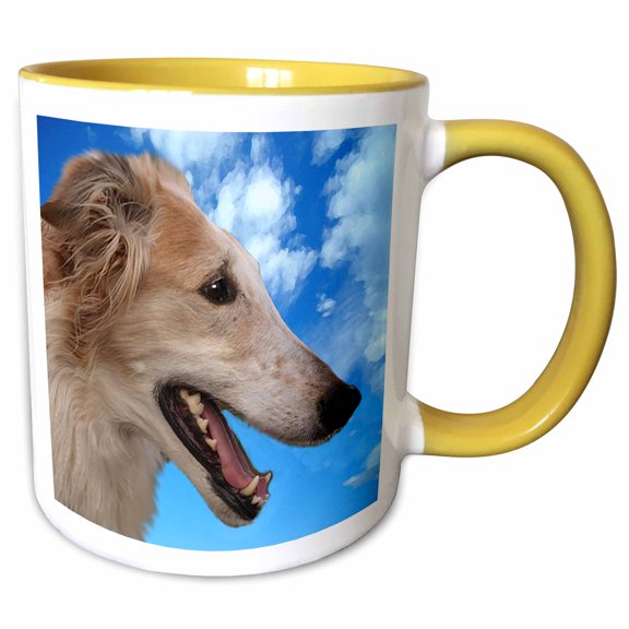3drose, Borzoi Portrait, 11oz Two-tone Yellow Mug