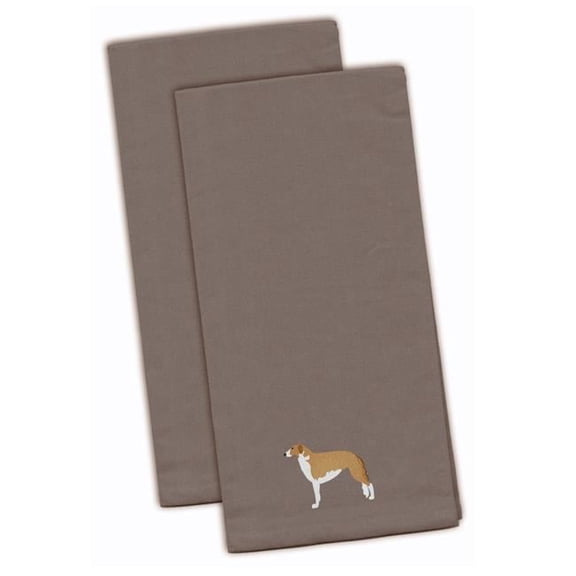 Borzoi Russian Greyhound Gray Embroidered Kitchen Towel - Set of 2