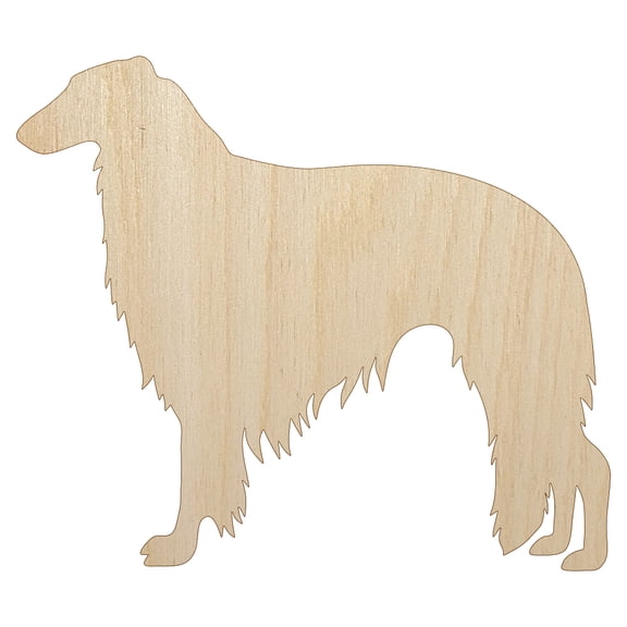 Borzoi Russian Wolfhound Dog Solid Wood Shape Unfinished Piece Cutout Craft DIY Projects - 6.25 Inch Size - 1/4 Inch Thick