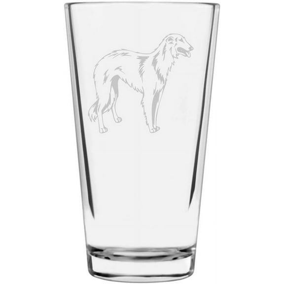 Borzoi Russian Wolfhound Dog Themed Etched All Purpose 16oz Libbey Pint Glass
