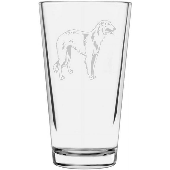Borzoi Russian Wolfhound Dog Themed Etched All Purpose 16oz Libbey Pint Glass