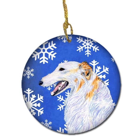 Borzoi Winter Snowflakes Holiday Christmas Ceramic Ornament