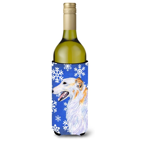 Borzoi Winter Snowflakes Holiday Wine Bottle Hugger
