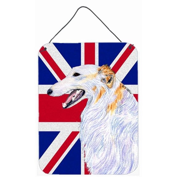 Borzoi With English Union Jack British Flag Aluminum Metal Wall Or Door Hanging Prints