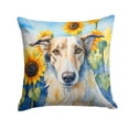 thumbnail image 1 of Borzoi in Sunflowers Throw Pillow 18 in x 18 in, 1 of 5