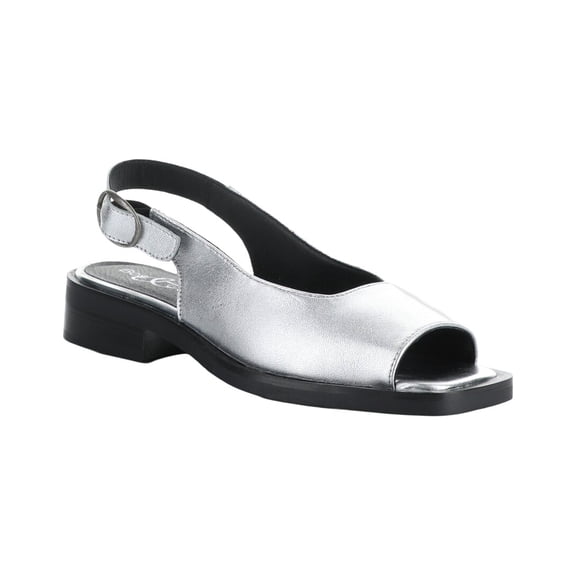 Bos. & Co. Elena Metallic Leather Sandal, 37, Silver