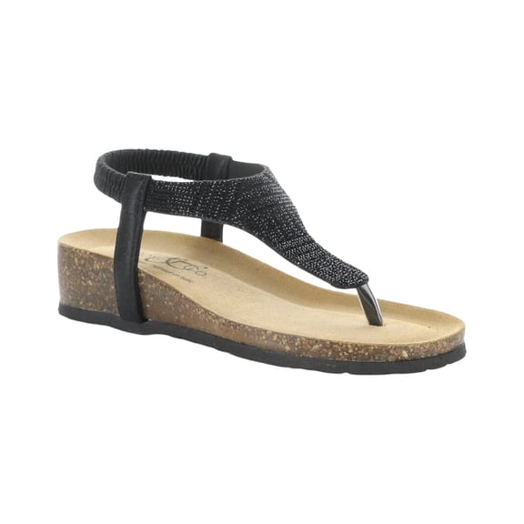 Bos. & Co. Lila Synthetic Sandal, 37, Black