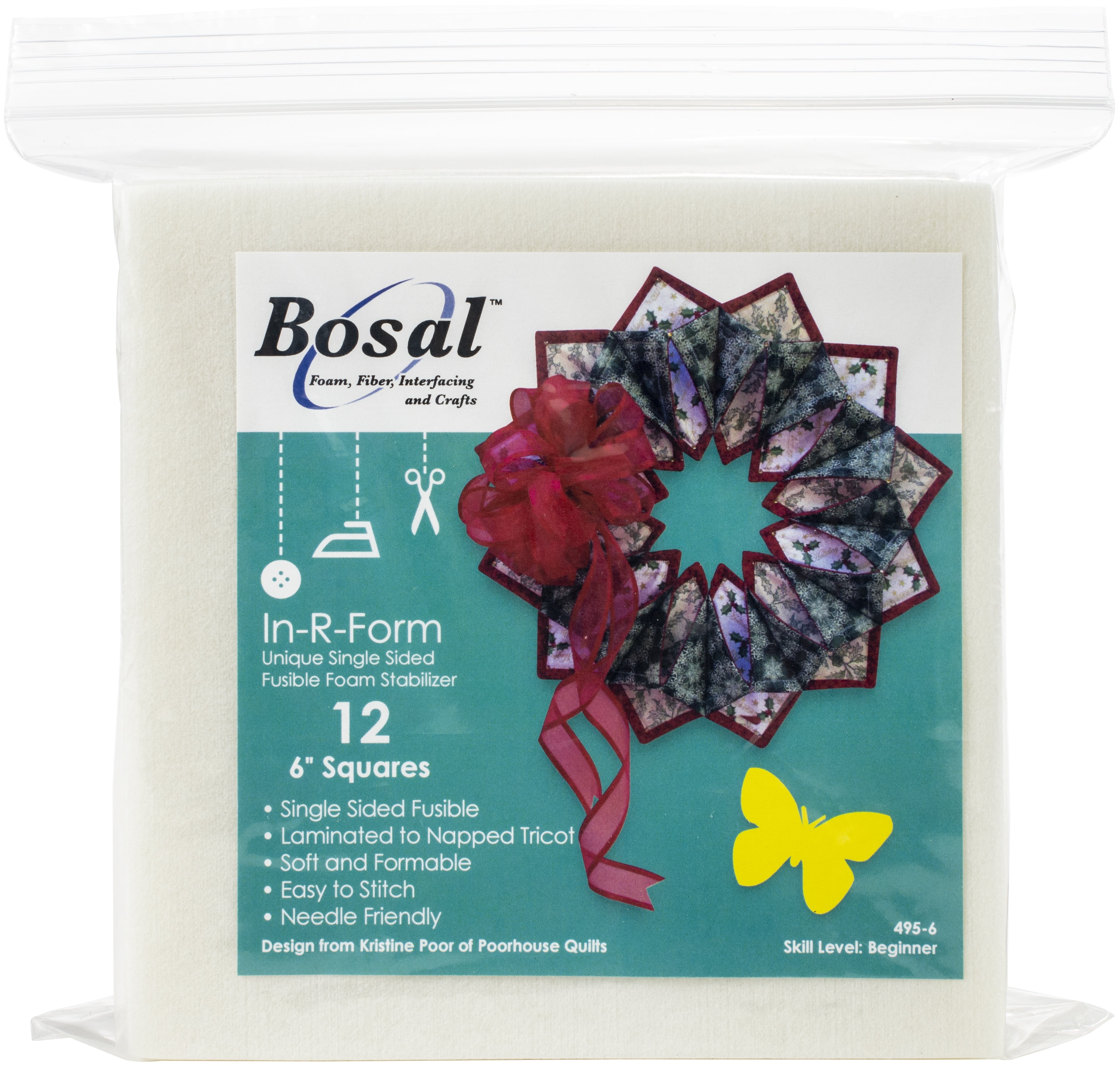 Bosal InRFoam SingleSided Fusible Foam Stabilizer 6"X6" 12/Pkg