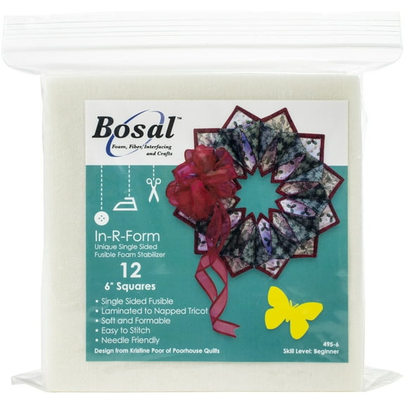 Bosal In-R-Foam Single-Sided Fusible Foam Stabilizer 6"X6" 12/Pkg