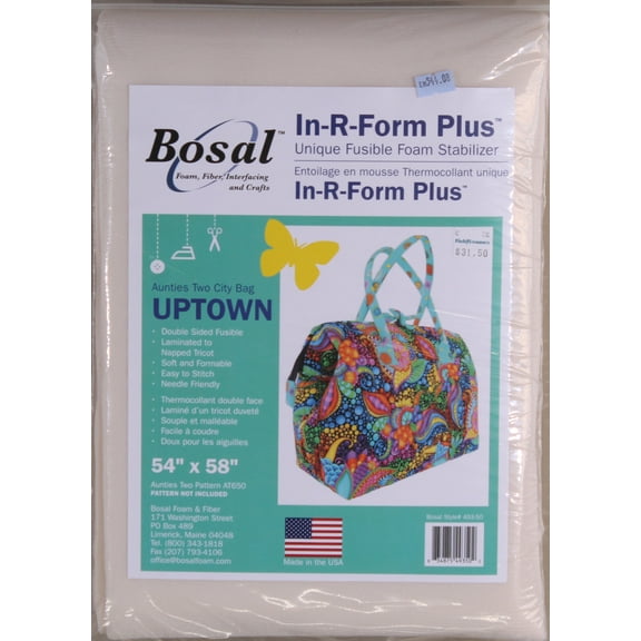Bosal In-R-Form Plus Unique Fusible Foam Stabilizer 54" x 58" Aunties Two City Bag Uptown - Pattern Not Included - Stabilizer Only (493-50) M544.08