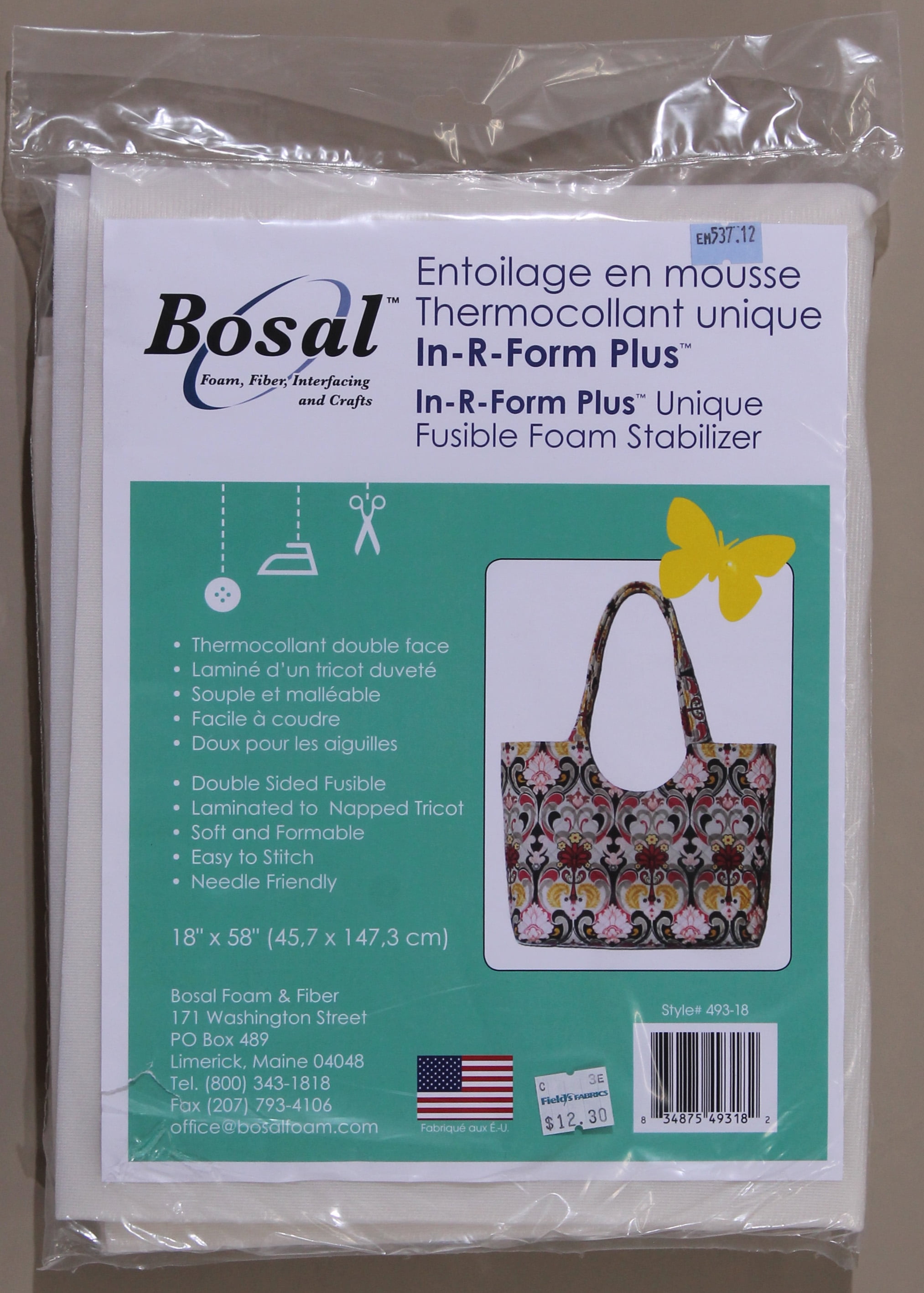 Bosal InRForm Plus Unique Fusible Foam Stabilizer Soft Formable Easy