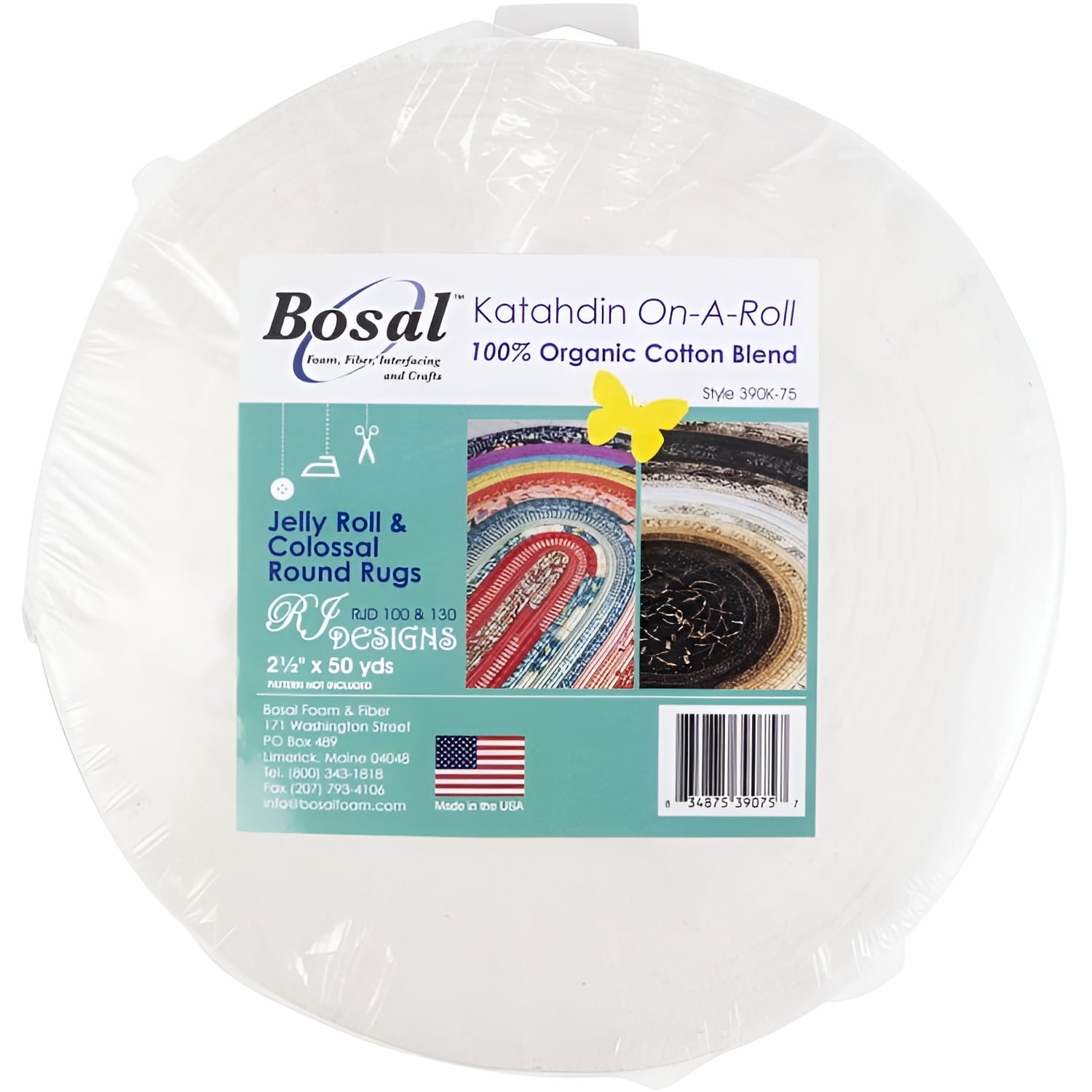 Bosal Katahdin 2.5" x 50 Yards Precut Organic Cotton Blend Jelly Roll Rug Batting
